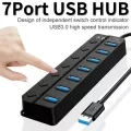 Usb Hub 3.0 Splitter 3 Hab Multi Usb Use Power Adapter 7 Port Multiple Expander 2.0 Usb3 Hub With Switch For Pc Power Switches