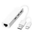 Usb Ethernet With 3 Port Hub Usb 2.0type-C Rj45 Lan Network Card Usb To Ethernet Adapter For Ios Android Usb 2.0 Type-C Hub