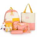 กระเป๋าเป้ผู้หญิง/Five-piece female Korean style high school campus elementary school girl backpack simple backpack