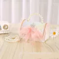 กระเป๋าสะพายข้างเด็ก /Knitted embroidery thread lace butterfly coin purse portable pearl diagonal dual-use children's bag