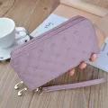 Fashion Embroidery Women's Long Wallet Double Zipper Card Pocket Large Capacity Clutch Bag Double Wallet Wallet Clutch Bag