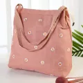 กระเป๋าสะพาย Simple girls lace mesh printing one-shoulder canvas bag casual large-capacity cloth bag tote bag