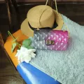 Fashion Colorful PVC Bag Women High Quality Transparent Plaid Jelly Chian Crossbody Bags Gradient Candy Color Lady Shoulder Bag