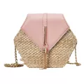 Fashion Hexagon New Mulit Style Straw+PU Chain Messenger Bags Women Summer Rattan Handmade Woven Beach Boho Bags bolso feminina