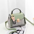 Women Handbag Grid Fe Oulder Bags Cartoon Decoration Pu Tote Plaid Girls' Se Handbag For Women