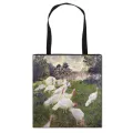 Vintage Painting Iss / Water Lily Totes Bag Women Handbag Monet / V Limt Canvas Oulder Bag For Travel Ng Bags