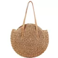 Mmer Round Straw Bags For Women Rattan Oulder Handmade Wen Beach Fe Message Handbag Totes