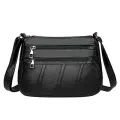 Women Solid Cr Pu Leather Crossbody Bag New Large Capacity Multi Pocet Oulder Bag Fe Retro Pu Handbag
