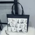 Ca Canvas Tote Handbag Women Cartoon Eiffel Tower Oulder Bag Fe Beach Bag Oulder Bag Lady Bb489