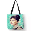 Customize Tote Bag Eco Foldbe Bags With Audrey Hepburn Print Reusable Ng Bags Handbag For Women