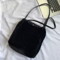 White Oulder Bag Cute Winter Portable Soft Fluffy H Handbag Ca Big Capacity Muter Totes