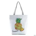 Miyahouse Trendy Pin Rose Design Canvas Beach Bags For Fe Flor And Striped Print Oulder Ng Handbags Hi Capacity