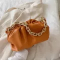 Gold Chain Soft Pu Leather Bag For Women Mmer Armpit Bag Lady Oulder Handbags Fe Solid Cr Travel Hand Bag