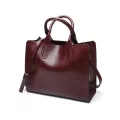 Women Leather Bags Women's Vintage Handbag Ca Fe Bag Hi Quity Trun Tote Ladies Oulder Bag Large Mesger Bag