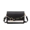 Pu Leather Women's Bag Pand Flap Handbag Ring Chain Contrast Cr Fe Se For Crossbody Oulder Bags