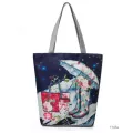 Miyahouse Trendy Pin Rose Design Canvas Beach Bags For Fe Flor And Striped Print Oulder Ng Handbags Hi Capacity