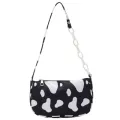 Fe Oulder Bag Cow Mil Striped Print Multipose Underarm Handbag Totes Cute Daily Single-Oulder Bag For Women