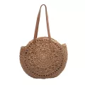 Casual Rattan Women Shoulder Bags Circle Straw Handbags Big Capacity Handmae Summer Totes Lady Round Boho Beach Treval Sac j4s