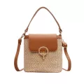 casual rattan buckets bag wicker woven women handbag travel straw bags lady shoulder crossbody bag summer beach small purse 2020