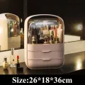 Cosmetics storage organizer multi cell press type double door makeup case dust proof household cosmetics box desktop drawer boxs