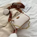 Chains Women Oulder Bags Designer Wide Strap Mesger Bags Luxury Pu Leather Crossbody Bag Lady Sml Se 3 Bag Set