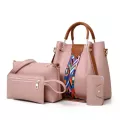Smooza 4pcs Set Ses And Handbags Pu Leather Striped Oulder Bags For Women -Handle Bags Fe Oulder Bag