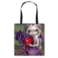 Gothic Cartoon Girl Ng Bag Girls Print Tote Haruu Oer Bag Women Canvas Oulder Bag Fe Funny Eco Large-Capacity