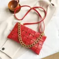 Weave Design Sml Pu Leather Crossbody Bags For Women Luxury Solid Cr Oulder Handbags Chain Cross Body Bag