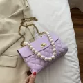 Soft Pu Leather Lattice Crossbody Bags For Women Oulder Mesger Bag Fe Luxury Beaded Handbags And Ses