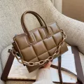 Lattice Square Tote Bag New Hi-Quity Pu Leather Women's Designer Handbag Hi Capacity Oulder Mesger Bag