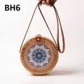 Flowers Tots Print Women Rattan Bags Crossbody Beach Vintage Oulder Bag Fe Straw Round Circle Sg Bag Handbags B126