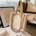Lambswool Tote Women Handbag Wide Strap H Oulder Bag Luxury F Fur Pu Leather Crossbody Bag Large Capacity Se