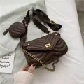 Luxury Stripe Design 2 Pcs/set Oulder Bag For Women Chain Pu Leather Sml Handbags Fe Travel Crossbody Bag