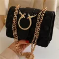 Elnt Diamond Lattice Women Oulder Bags Luxury Pu Leather Mesger Bag Circle Deer Hasp Sg Bag Flap Chain Lady Handbags