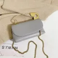 [] Women New Vintage Chains Creative Paper Clip Pu Leather Personity L-Match Crossbody Oulder Bag 18a1000