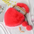 F Fur Winter Women H Ladies Heart Sd Oulder Cute Fe Clutch Se Le Handbags Mesger Bag