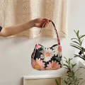 Vintage Flower Print Women Ses And Handbags Ca Canvas Ladies Underarm Armpit Oulder Bag Girls Baguette Sml Tote