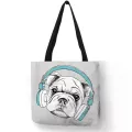 Creative Bulldog Terrier Print Tote Bag Women Handbags Eco En Ng Bags With Customized Print Traveg Sol Bags