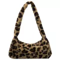 Pard Print Women Sml Oulder Bag H Soft Fluffy Ladies Baguette Se Handbags Vintage Fe Underarm Bags
