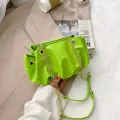 Solid Cr Pleated Tote Oulder Bag Soft Pt Leather Women Cr Chain Handbag Ca Travel Armpit Bag