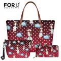 Forudesigns Funny Style Cartoon Nurse Pattern Handbag For Teen Girl Oulder Bag And Cosmatic Bag Wlet 3pcs Set