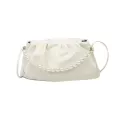 Women Cloud Bag Pearl Handle Tote Bags Fe Solid CR PU Leather Crossbody Elnt Ladies Pleated SML Oulder Bag Bolsas