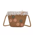 Girls Mini Handbag Handmade Straw Flower Wea Bag Cn Se Beach Straw Bag Mesger Crossbody Oulder Bag