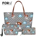 Forudesigns Funny Style Cartoon Nurse Pattern Handbag For Teen Girl Oulder Bag And Cosmatic Bag Wlet 3pcs Set