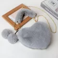 F Fur Winter Women Handbags Cute H Ladies Heart Sd Oulder Bag Fe Clutch Se Le Handbags Mesger Bag