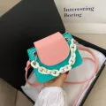 Mmer Contrast Cr Mini Bag New Net Red Ocean Style Oulder Mesger Bag Chain Square Sg Bag