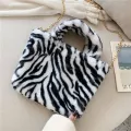 Fur Bag Anim Print Pard Bag Women Ladies Winter Warm Crossbody Bags Famous Brand Large Capacity Oudler Clutch