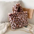 Fur Bag Anim Print Pard Bag Women Ladies Winter Warm Crossbody Bags Famous Brand Large Capacity Oudler Clutch