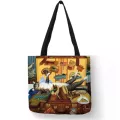 Cranim Popular L Painting Cat Print Women Tote Bags En Reusable Ng Bag Oulder Bag For Women Sac A Main