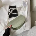 Prium Texture Crocodile Pattern Oulder Bag New Mmer Pearl Women's Designer Chain Cross-Body Saddle Bag